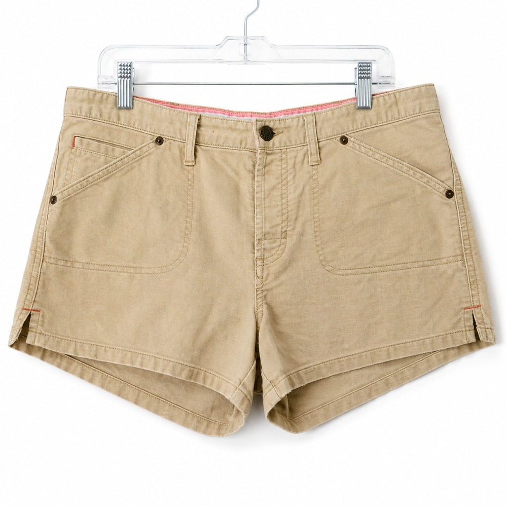 Abercrombie & Fitch Shorts Womens 8 Tan Khaki Button Fly‎ Cotton Cargo Utility